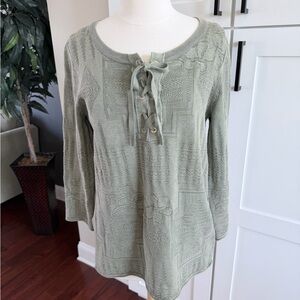 Pendleton Tommy Bahama Sage Green Lace-Up Knit Tunic
